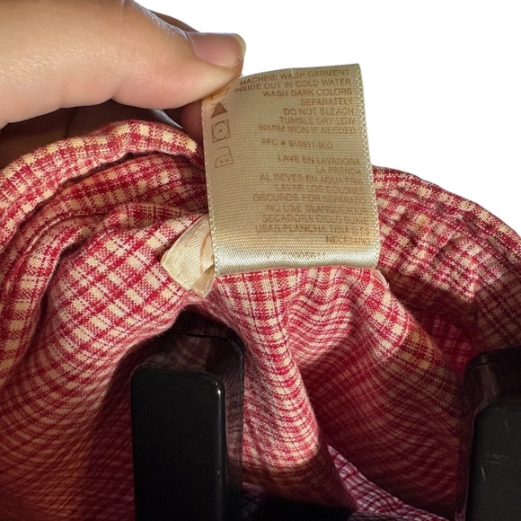 Vintage Bobbie Brooks Short Sleeve Woman's Button up Beach Them Red Plaid LARGE - Picture 5 of 6